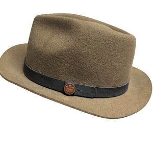 Goorin Bros. Olive Green Wool Fedora Hat Mens Medium Castle Logo Band